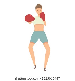Young woman boxer wearing boxing gloves is boxing, fighting sport illustration
