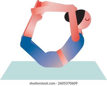 A young woman with a bun is performing the Bow Pose on a yoga mat. This pose helps stretch tight hip joints, reduce muscle adhesions in the surrounding areas, and improve hip mobility.