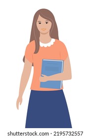 Young woman as businesswoman, teacher, manager, student. Flat style. Vector illustration.