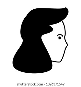 young woman cartoon in black and white