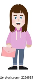 young woman cartoon with briefcase