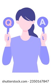 Young Woman cartoon character. People face profiles avatars and icons. Concept for QA. Vector flat illustration.