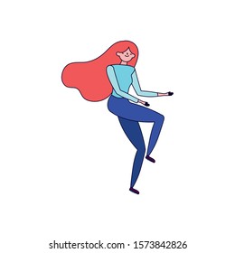 young woman cartoon character standing white background vector illustration
