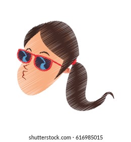 young woman cartoon icon image 