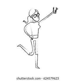young woman cartoon icon image 