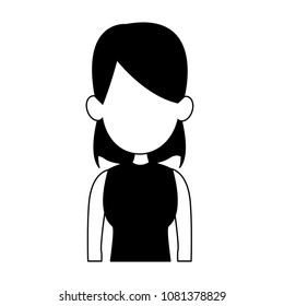 Young woman cartoon on black and white colors