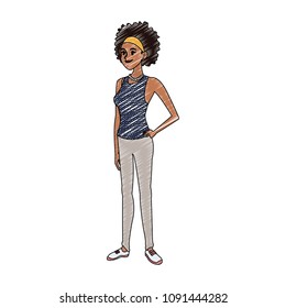 Young woman cartoon scribble