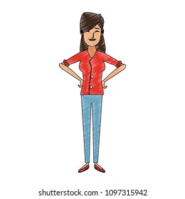 Young woman cartoon scribble