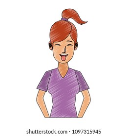 Young woman cartoon scribble