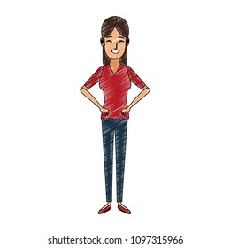 Young woman cartoon scribble