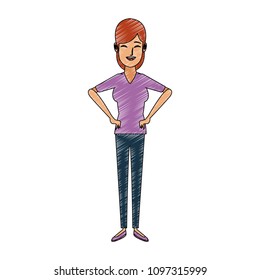 Young woman cartoon scribble