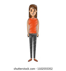 Young woman cartoon scribble