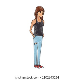 Young woman cartoon scribble