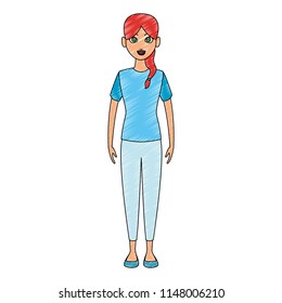 Young woman cartoon scribble
