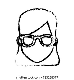 Young woman cartoon with sunglasses