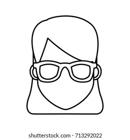 Young woman cartoon with sunglasses