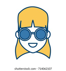 Young woman cartoon with sunglasses