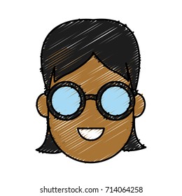 Young woman cartoon with sunglasses