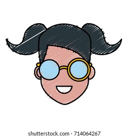 Young woman cartoon with sunglasses