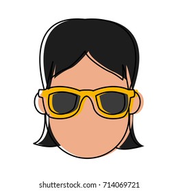 Young woman cartoon with sunglasses