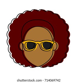 Young woman cartoon with sunglasses