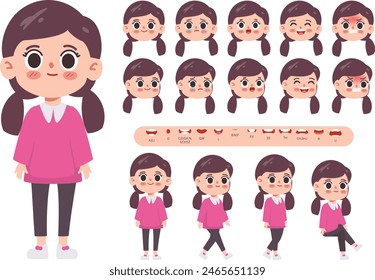 Young woman character creation design for Animation cartoon flat design.