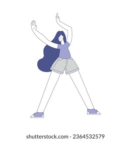 Ilustración vectorial de ritmo musical de personaje femenino bailando con cuerpo móvil