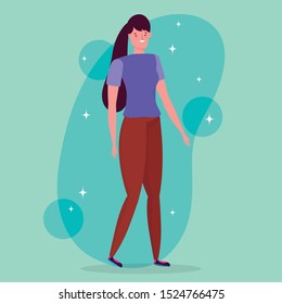 young woman character - happy friendship day flat design vector illustration