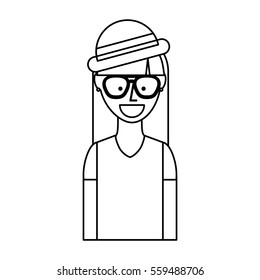 young woman character hipster style vector illustration design