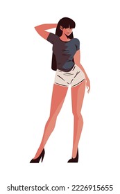 young woman character icon isolated
