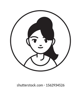 young woman character , person block line vector illustration