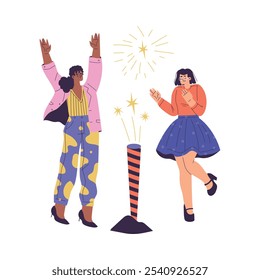 Personagem Jovem Desligando Ilustração Vetorial De Fogo De Artifício
