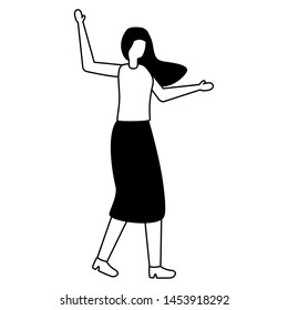 young woman character standing on white background vector illustration