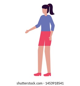 young woman character standing on white background vector illustration