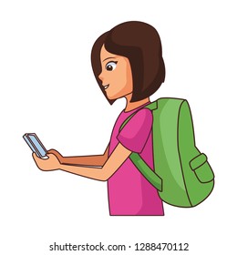 young woman chatting cartoon