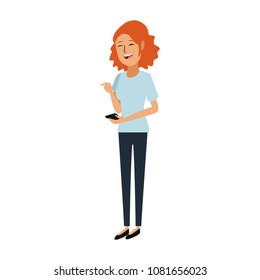 Young woman chatting with smartphone