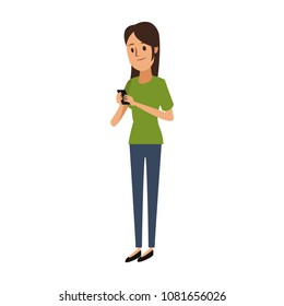 Young woman chatting with smartphone