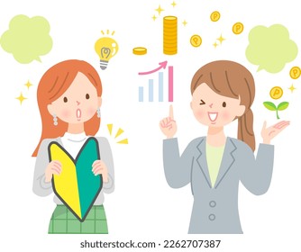 Young woman cheerfully introducing with a smile