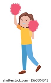 young woman cheerleader avatar character vector illustration design