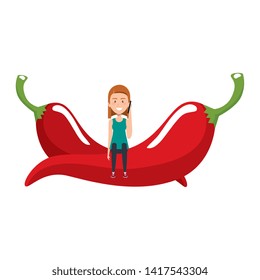 young woman with chilli pepper