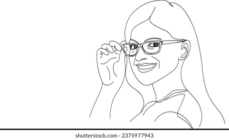 Young Woman Choosing Glasses at Optician - Cartoon Illustration ,  Glasses Selection - Cartoon Illustration of Young Woman Choosing Eyewear