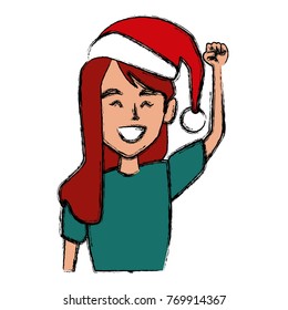 Young woman with christmas hat