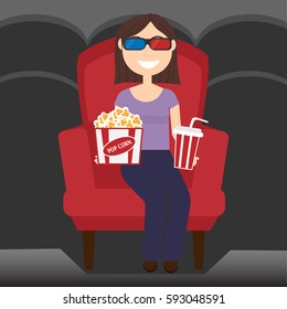 Young woman in cinema