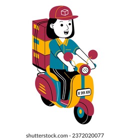 young woman courier vector illustration