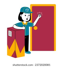 young woman courier vector illustration