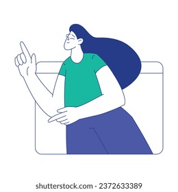Young Woman at the Crossroads Think of Direction to Go Vector Illustration