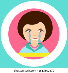 Young woman crying, Vector flat cartoon character icon design.