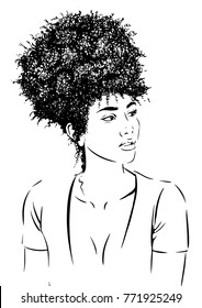 Young woman with Curly Afro Hairstyles