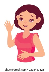 young woman curly hair icon isolated