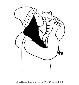 Young woman with cute cat